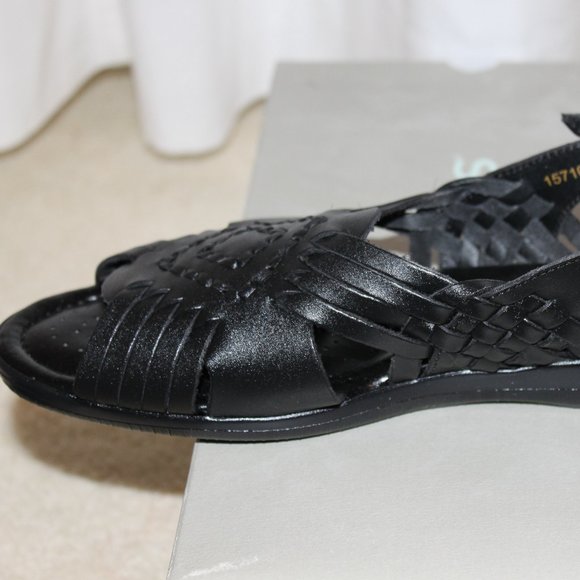 Black leather huarache  "tela" sandal by Softspots 9 N - Picture 4 of 6